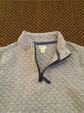 Crewcuts Light Heathered Grey Quilted Half-Zip Pullover with Navy Trim size 6-7,